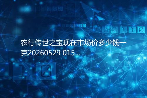 农行传世之宝现在市场价多少钱一克20260529 0156