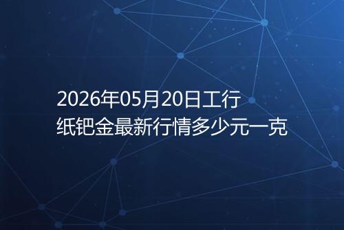 2026年05月20日工行纸钯金最新行情多少元一克