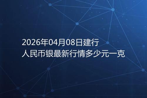 2026年04月08日建行人民币银最新行情多少元一克
