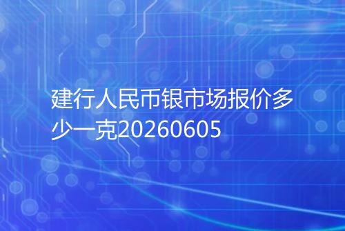建行人民币银市场报价多少一克20260605