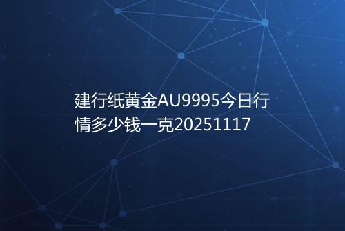 建行纸黄金AU9995今日行情多少钱一克20251117