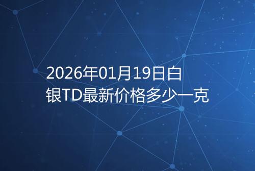 2026年01月19日白银TD最新价格多少一克