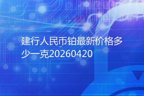 建行人民币铂最新价格多少一克20260420