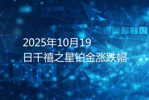 2025年10月19日千禧之星铂金涨跌幅