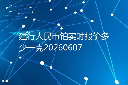 建行人民币铂实时报价多少一克20260607