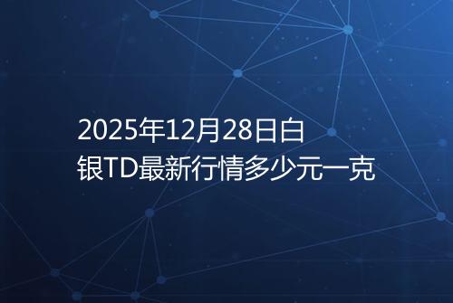 2025年12月28日白银TD最新行情多少元一克