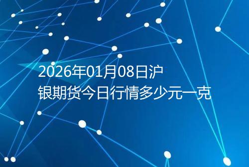 2026年01月08日沪银期货今日行情多少元一克
