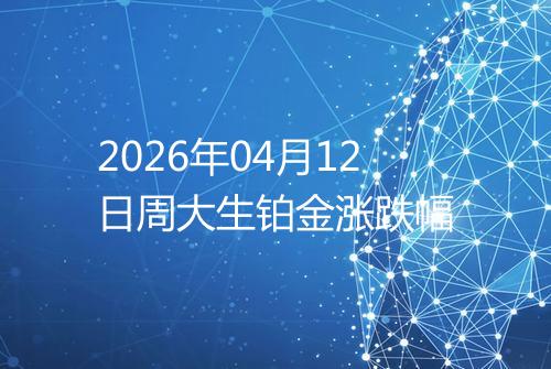 2026年04月12日周大生铂金涨跌幅