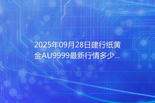 2025年09月28日建行纸黄金AU9999最新行情多少元一克