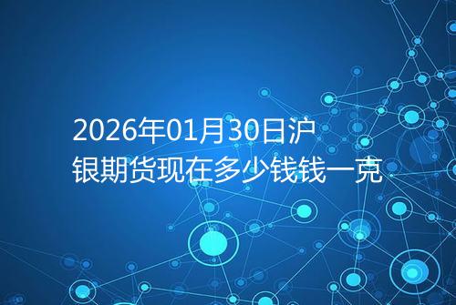 2026年01月30日沪银期货现在多少钱钱一克
