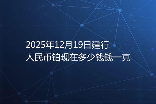 2025年12月19日建行人民币铂现在多少钱钱一克