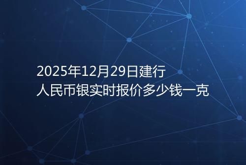 2025年12月29日建行人民币银实时报价多少钱一克