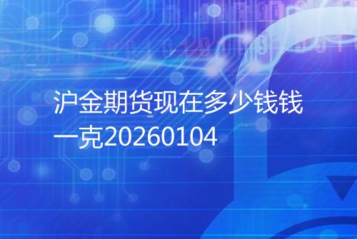 沪金期货现在多少钱钱一克20260104