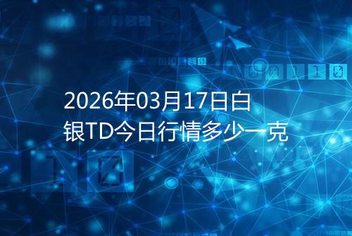 2026年03月17日白银TD今日行情多少一克