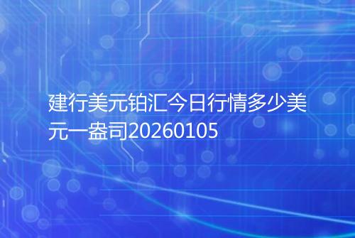 建行美元铂汇今日行情多少美元一盎司20260105