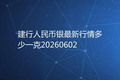 建行人民币银最新行情多少一克20260602