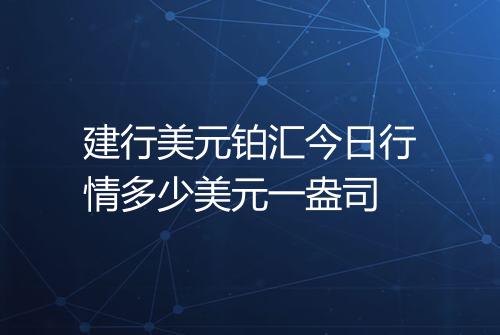 建行美元铂汇今日行情多少美元一盎司
