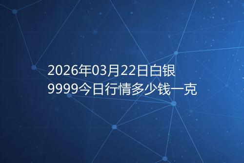 2026年03月22日白银9999今日行情多少钱一克