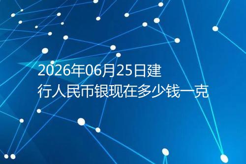 2026年06月25日建行人民币银现在多少钱一克