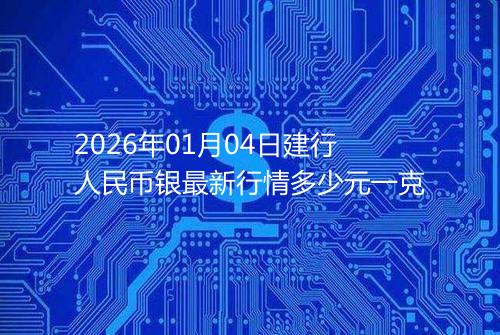 2026年01月04日建行人民币银最新行情多少元一克