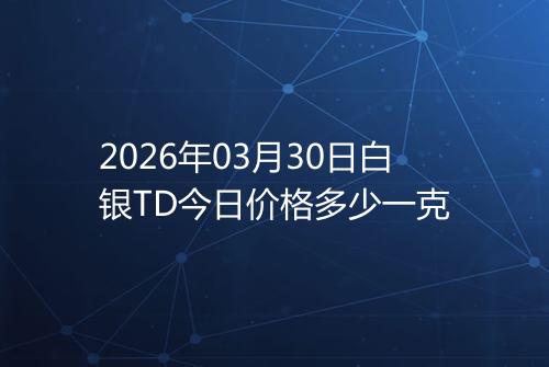 2026年03月30日白银TD今日价格多少一克