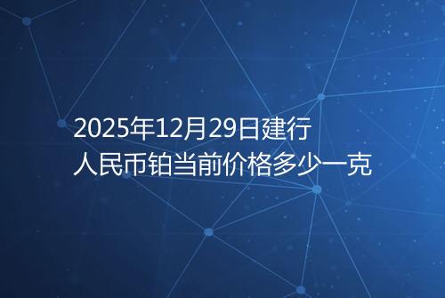 2025年12月29日建行人民币铂当前价格多少一克