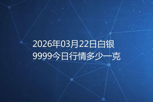 2026年03月22日白银9999今日行情多少一克