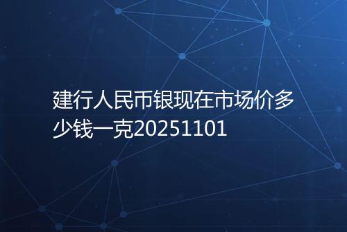 建行人民币银现在市场价多少钱一克20251101