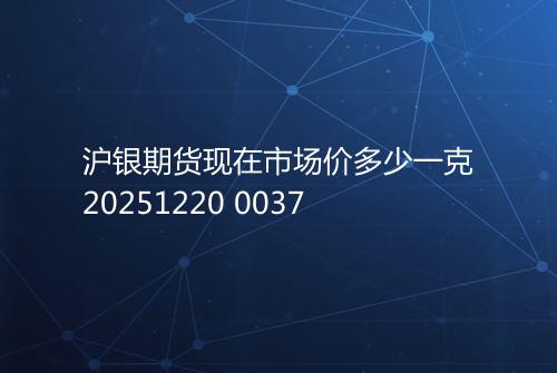 沪银期货现在市场价多少一克20251220 0037