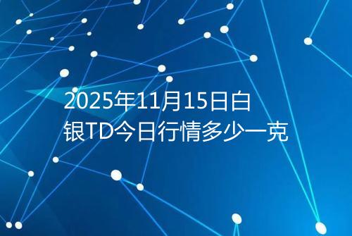 2025年11月15日白银TD今日行情多少一克