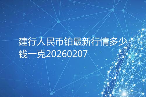 建行人民币铂最新行情多少钱一克20260207