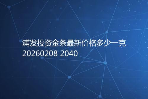 浦发投资金条最新价格多少一克20260208 2040