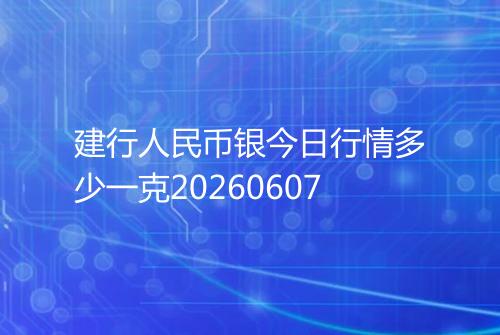 建行人民币银今日行情多少一克20260607