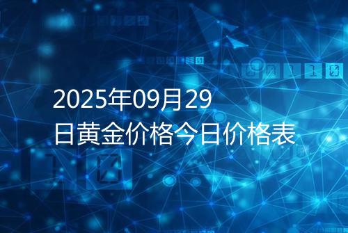 2025年09月29日黄金价格今日价格表