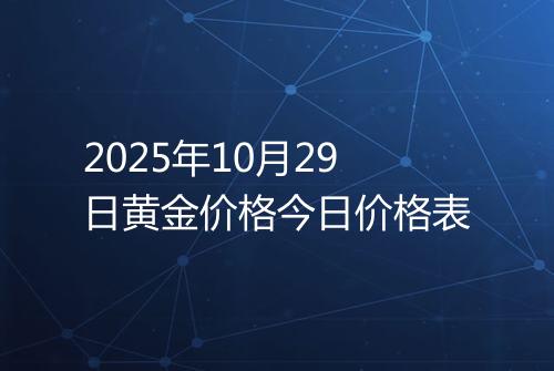 2025年10月29日黄金价格今日价格表