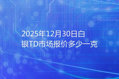 2025年12月30日白银TD市场报价多少一克