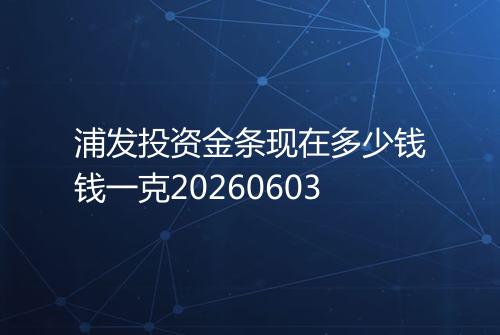浦发投资金条现在多少钱钱一克20260603